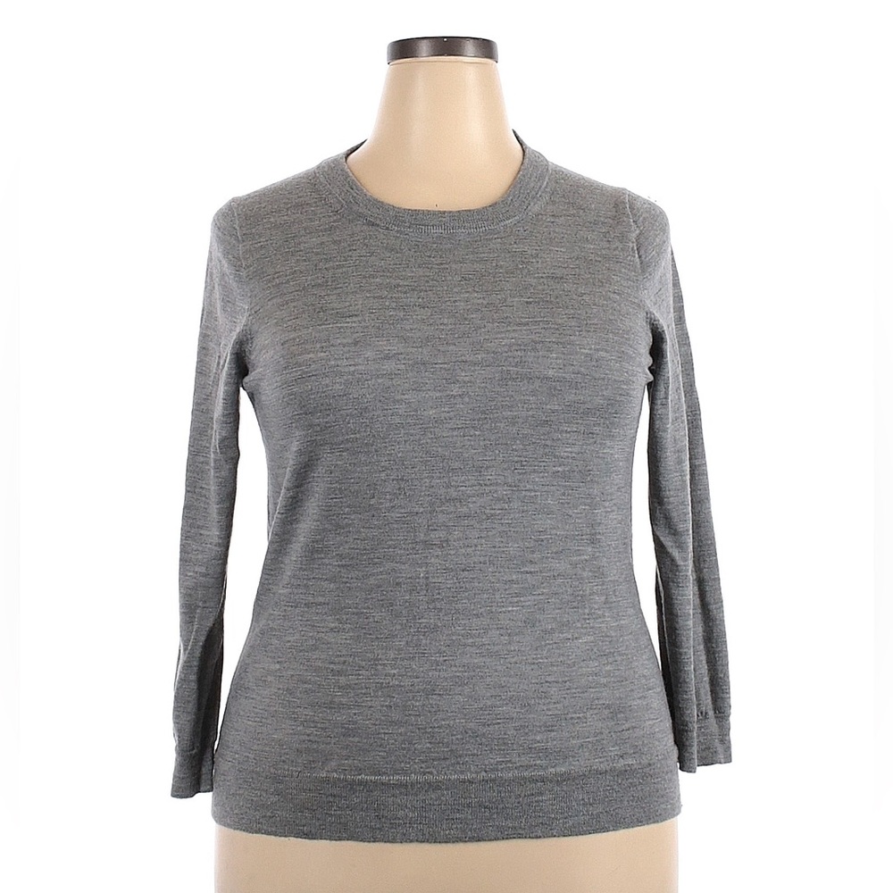 J.Crew Classic Fit Crew Neck Tippi Sweater 100% Merino Wool, XXL (US18) in Grey